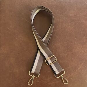 Striped Adjustable Bag Strap with Gold Hardware